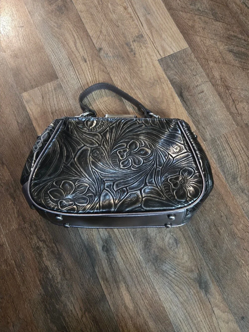 Patricia Nash Floral Metallic Black Handbag